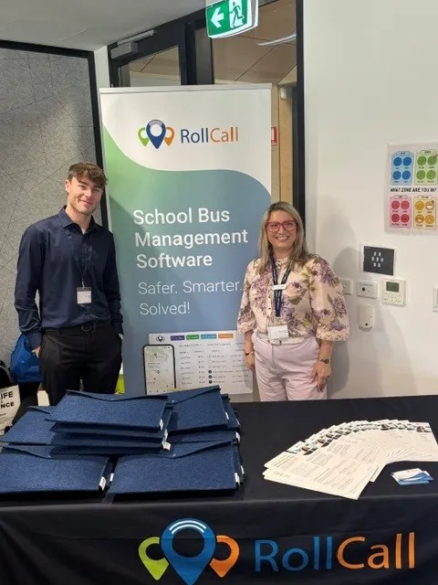 Euan and Amanda at the RollCall table at the EAs in Education gathering in Canberra