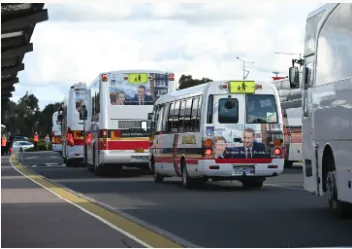 McHarry's coaches lined up in the Kardinia International College bus zone